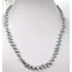 Freshwater Light Gray Small Pearl Choker Necklace Offset Natural Genuine